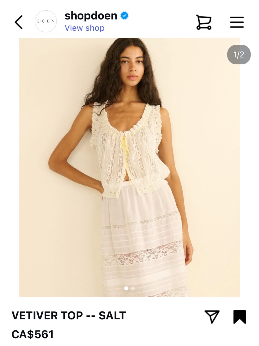 NWOT Doen Velvier Top